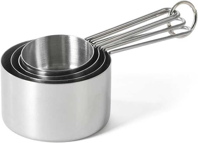 Martha Stewart Richburn 4-Piece Stainless Steel Measuring Cups Set – Durable and Accurate Kitchen Measuring Tools for Baking and Cooking