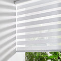 Persilux Zebra Cordless Roller Shades for Windows, Privacy Day & Night Shades (42" W x 72" H, White) for Sliding Door, Home & Office