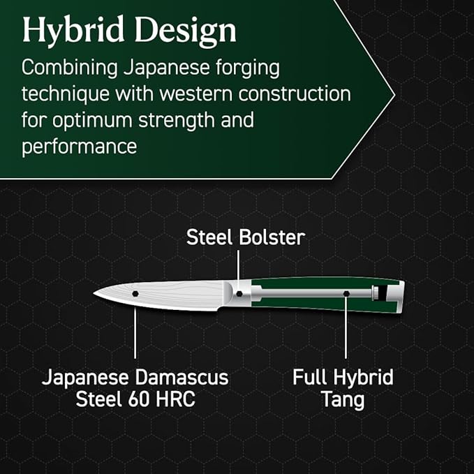HexClad 3.5" Japanese Damascus Stainless Steel Paring Knife, Full Tang