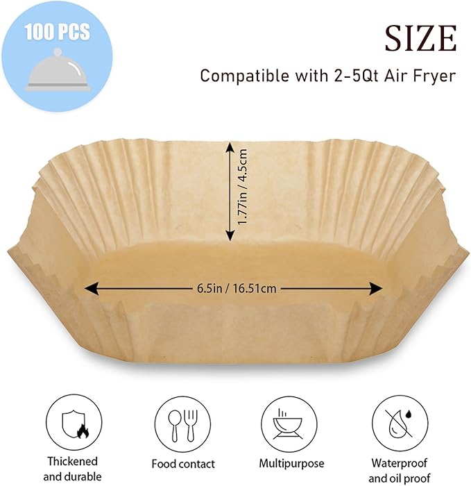 Air Fryer Liners Disposable,6.5in 100 PCS Square Parchment Paper For Baking