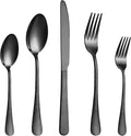 40 Pcs Black Silverware Set for 8, Food Grade Stainless Steel Flatware Set, Eating Utensils Sets Include Fork/Knife/Spoon, Reusable Cutlery Set for Home Kitchen, Dishwasher Safe, Wave Hammered