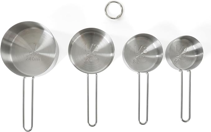 Martha Stewart Richburn 4-Piece Stainless Steel Measuring Cups Set – Durable and Accurate Kitchen Measuring Tools for Baking and Cooking