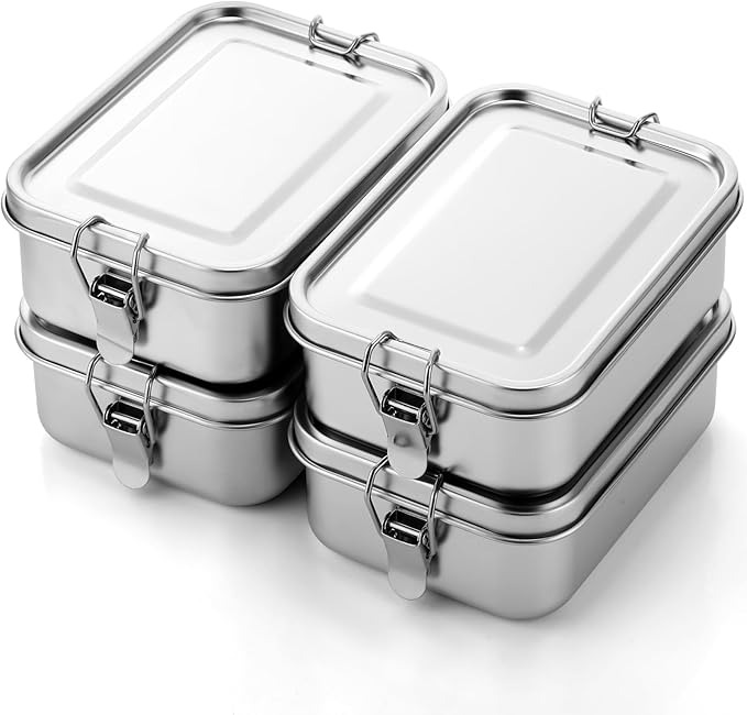 Umigy 4 Pcs Stainless Steel Food Containers Metal Bento,1000ml