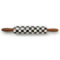 MACKENZIE-CHILDS Ceramic Rolling Pin, Black-and-White Courtly Check