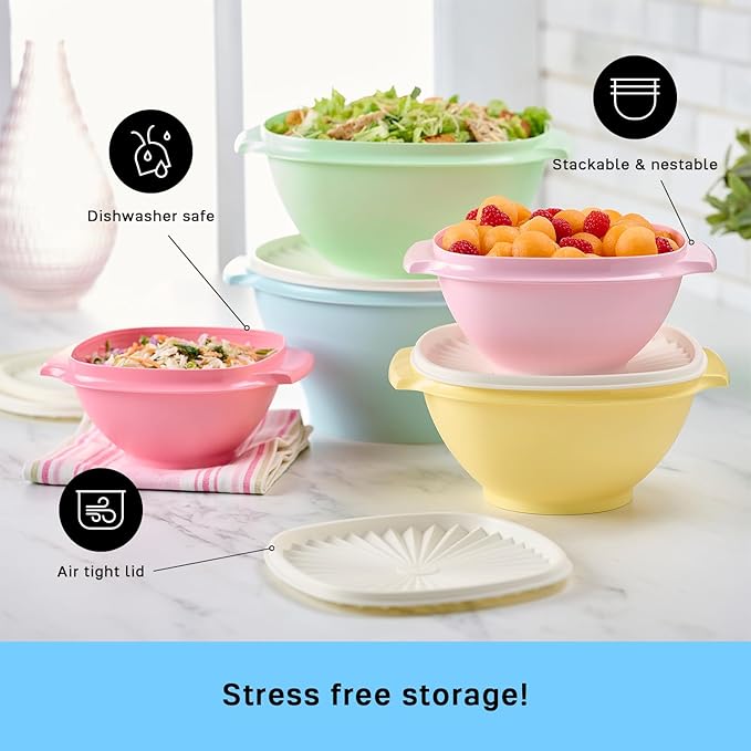 Tupperware Heritage 10-Piece Vintage Food Storage Set (5 Bowls + 5 Lids)