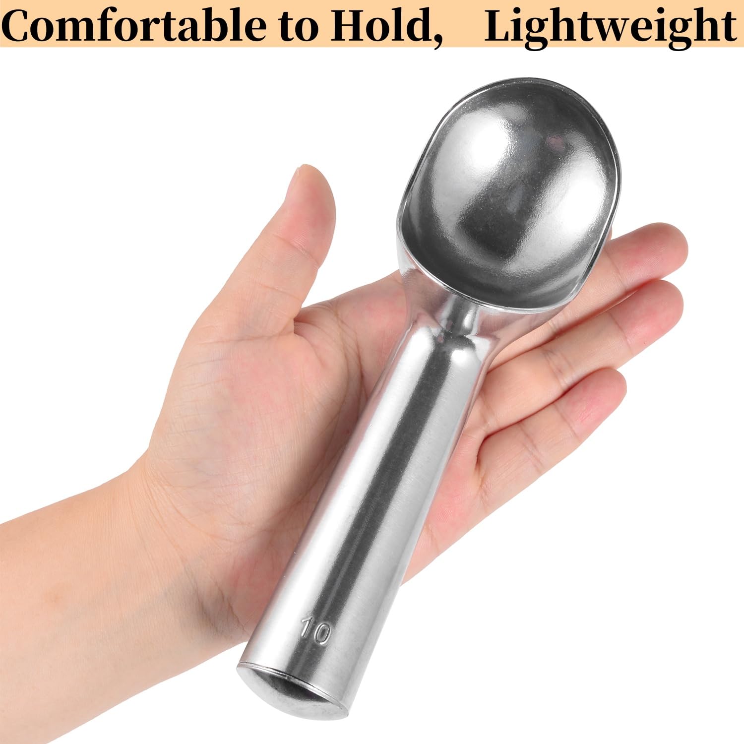 Aluminum Ice Cream Scoop, Large Ice Cream Scooper, Silver