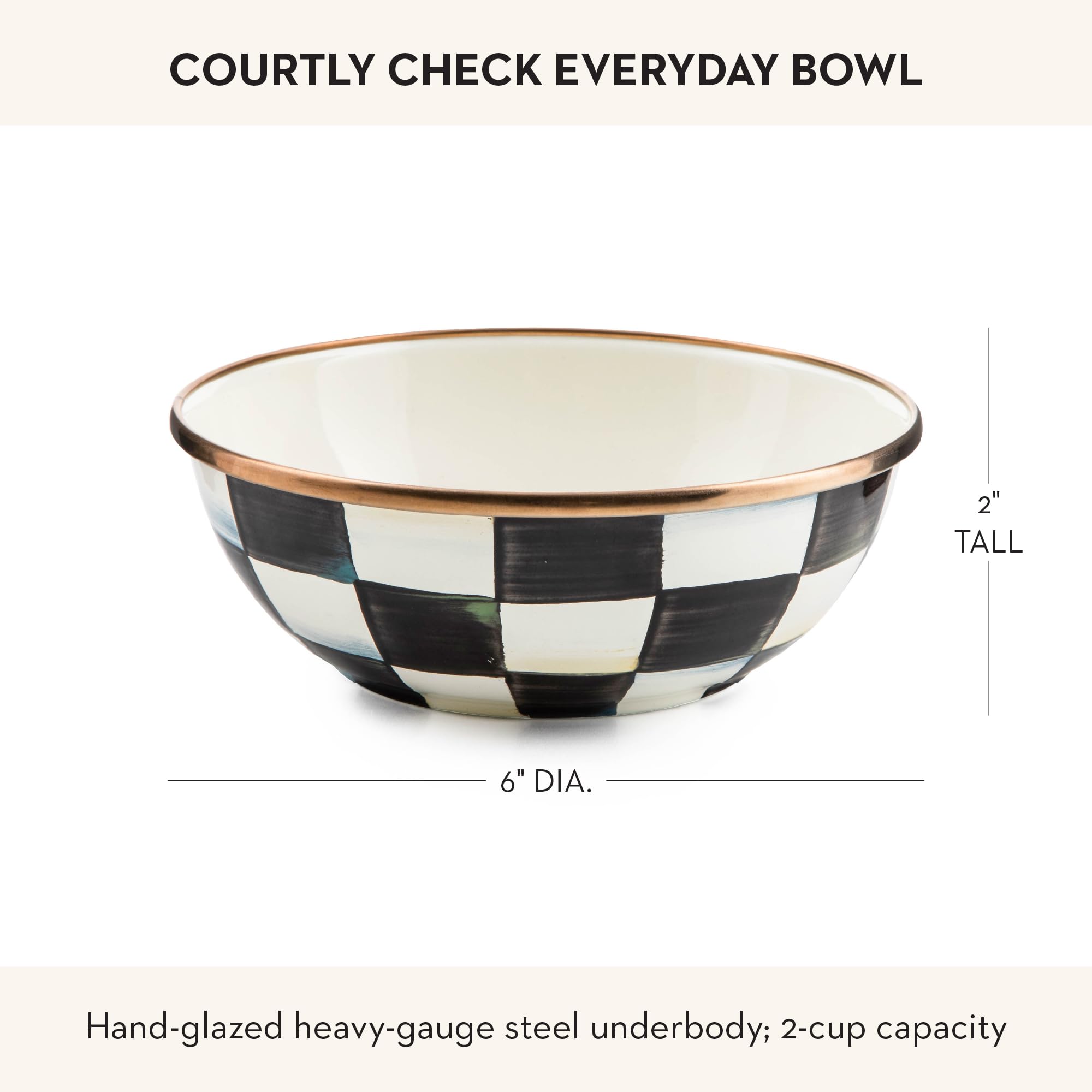 MACKENZIE-CHILDS Everyday Bowl, Extra Small, Black-and-White Courtly Check