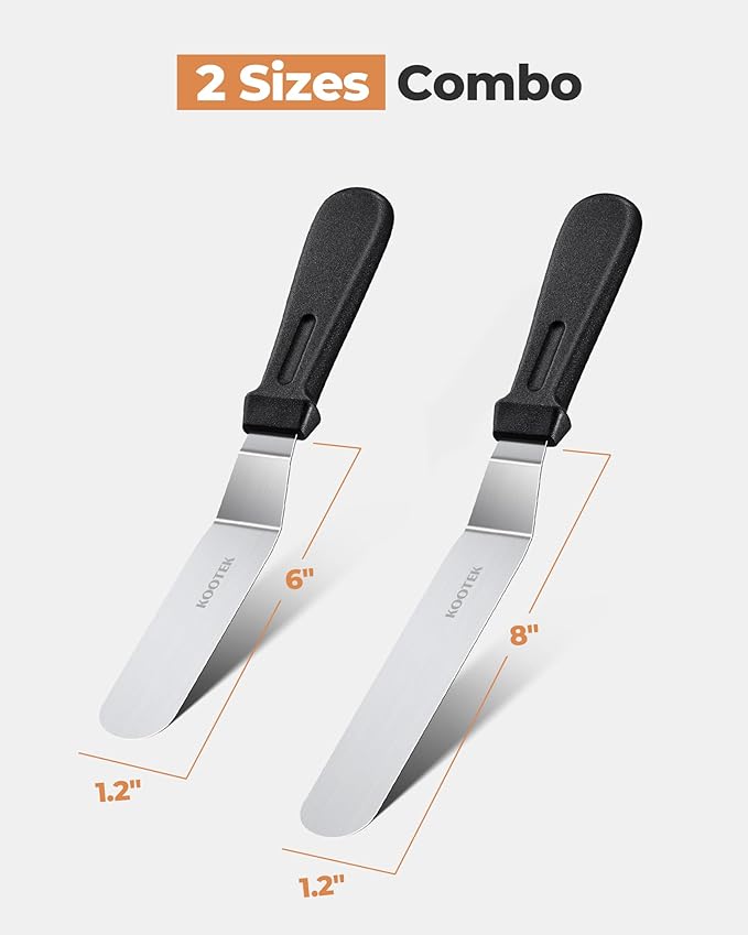 Kootek Angled Icing Spatula, Stainless Steel Offset Spatula, 6" & 8"