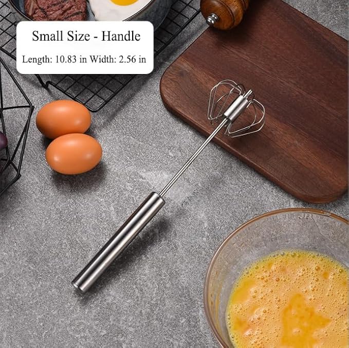 Stainless Steel Semi-Automatic Whisk, Hand Push Rotary Whisk Blender, Versatile Milk Frother for Blending, Whisking, Stirring (13 Inch)