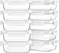 M MCIRCO 10 Pack,22 oz Glass Food Storage Containers with lids, White