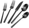 DEACORY Silverware Set Matte Black Hexagon 60-Piece Service for 12