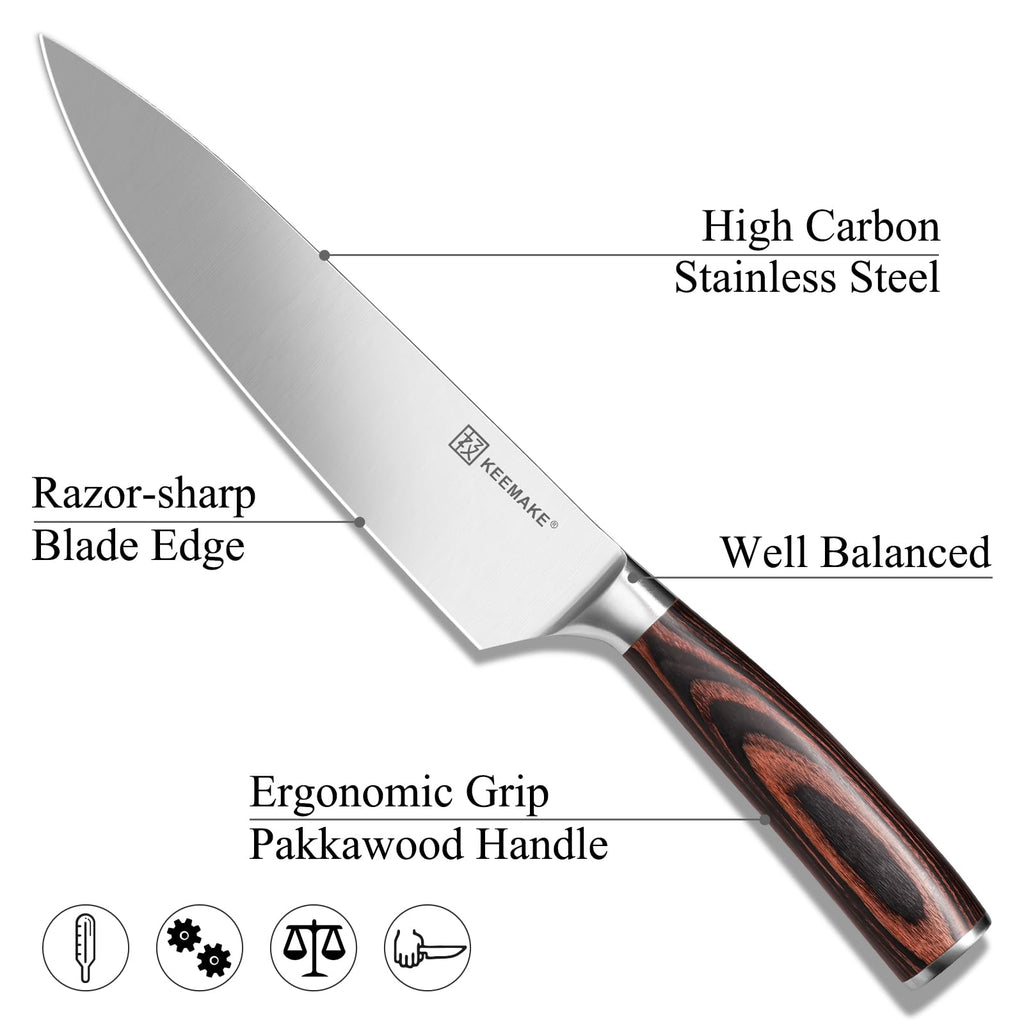 KEEMAKE Kitchen Knife Set of 5, Professional Razor Sharp Chef Knife Set