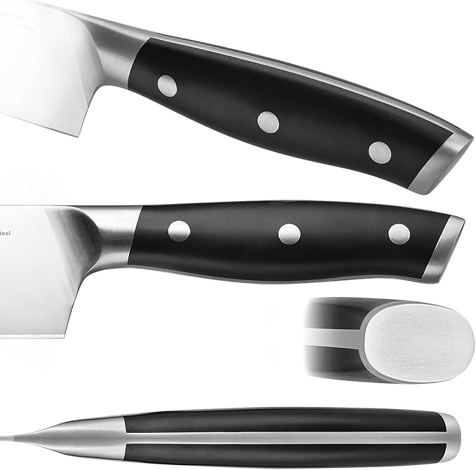 Klaus Meyer 6 Inch Serrated Utility Knife, Bread and Tomato Knife(Black)