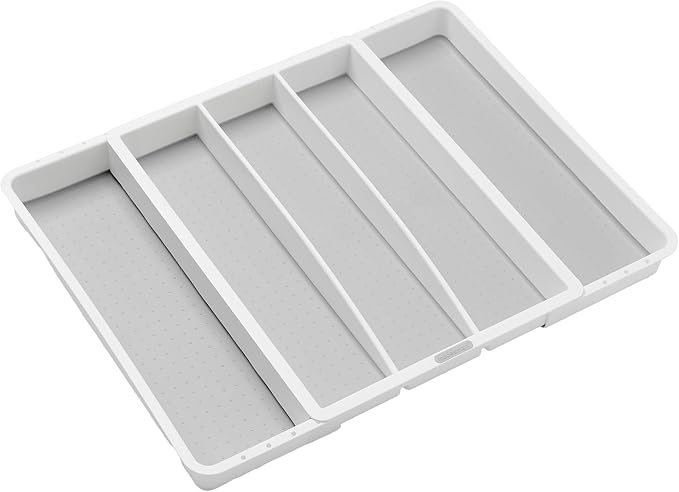 madesmart Classic Expandable Compartment Utensil Tray, White