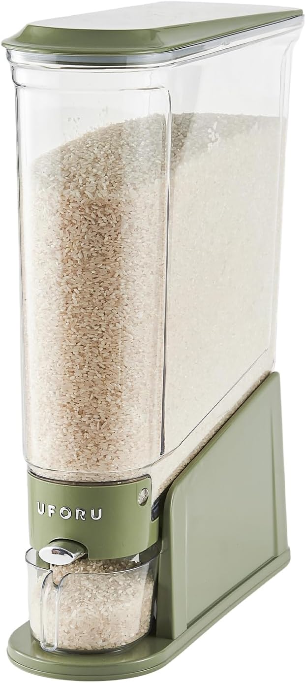 UFORU Slim Rice Dispenser 22 LB,Clear Rice Storage for Small Spaces