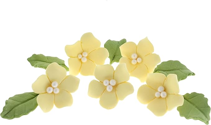 Global Sugar Art 24-Count Mini Yellow Edible Flowers Cake Decorations