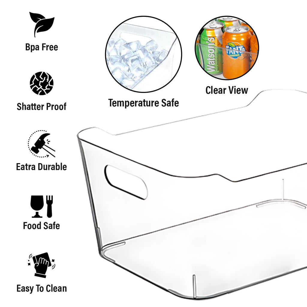 ShelfShaper Clear Plastic Storage Bins with Labels and Marker, Perfect for Kitchen Organization or Pantry Organization and Storage, Medium Fridge Organizer and Cabinet Organizers Storage Bins