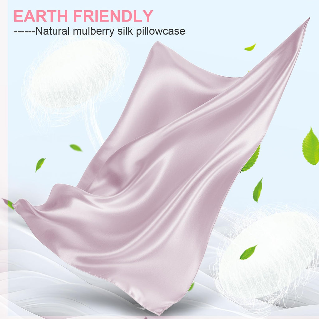 LYSHIN Silk Pillow Cases Standard Size with Hidden Zipper, Haze Blue