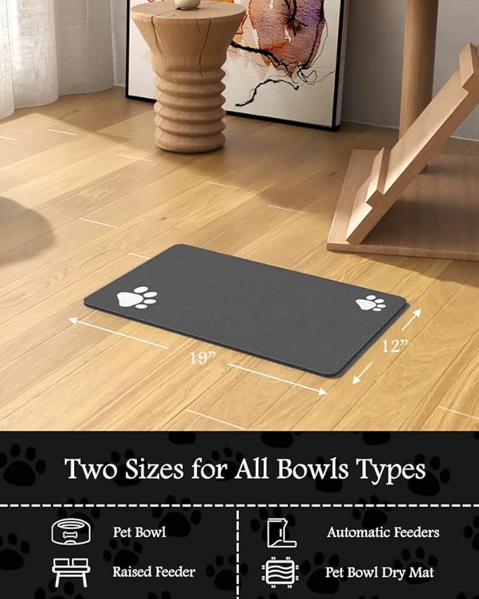 PADOOR Pet Feeding Mat-Absorbent Dog Mat for Food and Water Bowl-No Stains Easy Clean Dog Food Mat-Quick Dry Water Dispenser-Puppy Supplies Accessories