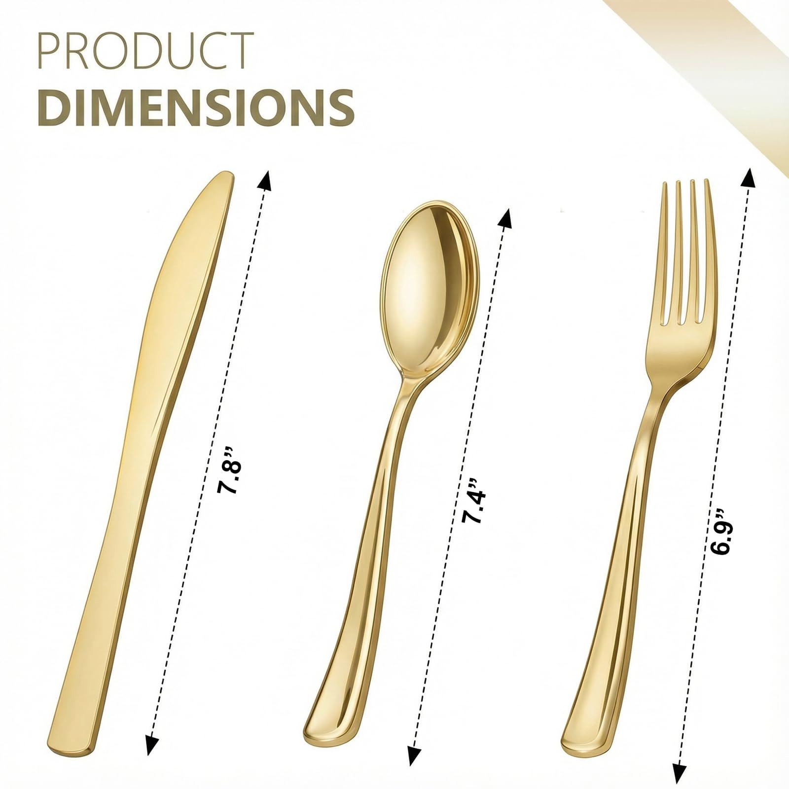 NOCCUR 400PCS Gold Plastic Silverware - Gold Plastic Cutlery Include 200 Forks, 100 Spoons, 100 Knives, Disposable Silverware Perfect for Party&Daily Using