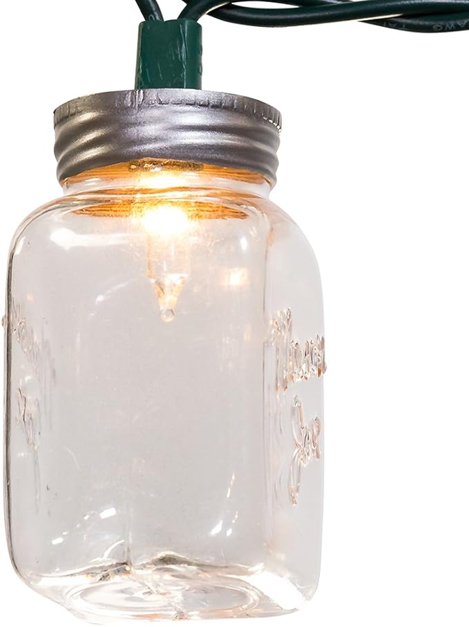 Kurt Adler Ul 10-Light Clear Mason Jar Light Set