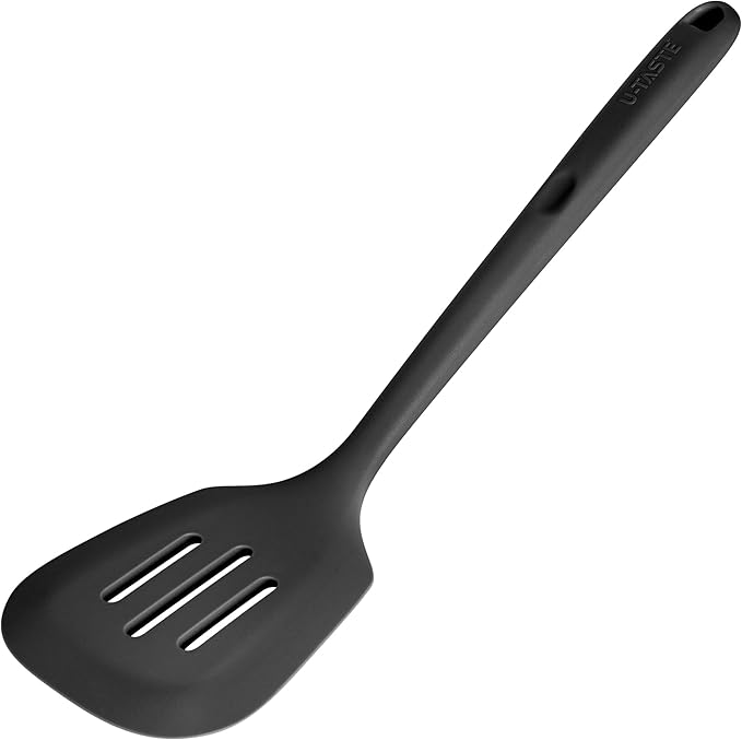 U-Taste Silicone Turner Slotted Spatula, 13.6" Long/3.7" Wide, Black