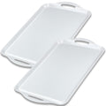 Extra Large Melamine Platters, 19" x11.6'' Serving Tray with Handles for Cookie, Cupcakes, Desserts, Dishwasher Safe, Ottoman Tray Decor, Set of 2, 2 pcs Mats Included (White)