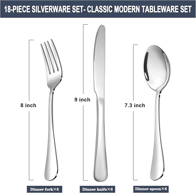 24-Piece Silverware Set, Flatware Set for 8, Food-Grade Stainless Steel Tableware Cutlery Set, Mirror Finished Utensil Sets for Home Restaurant