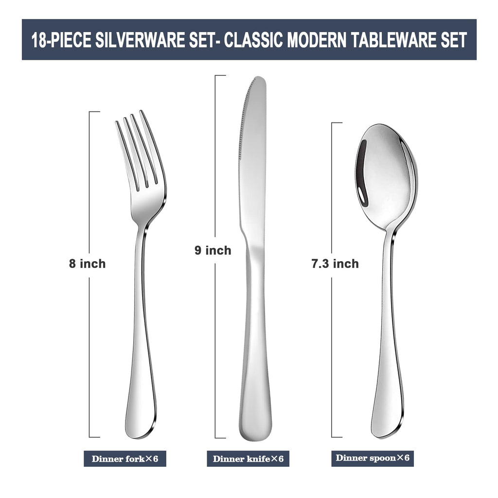 24-Piece Silverware Set, Flatware Set for 8, Food-Grade Stainless Steel Tableware Cutlery Set, Mirror Finished Utensil Sets for Home Restaurant