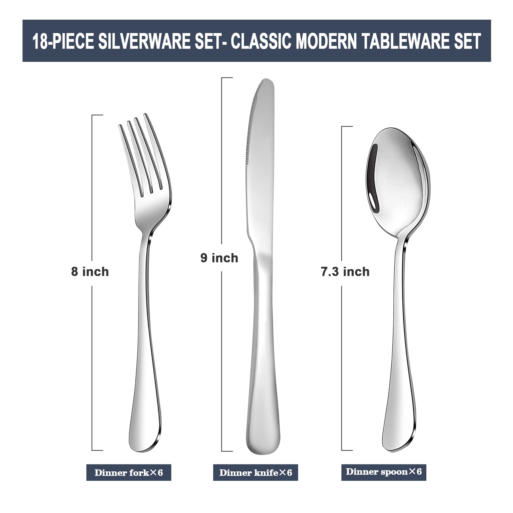 24-Piece Silverware Set, Flatware Set for 8, Food-Grade Stainless Steel Tableware Cutlery Set, Mirror Finished Utensil Sets for Home Restaurant