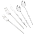 LIYH 102 Pcs Silver Plastic Silverware - Heavyduty Plastic Cutlery Set Disposable Utensils Flatware Set Knives Forks Spoons Disposable Cutlery Mothers Day