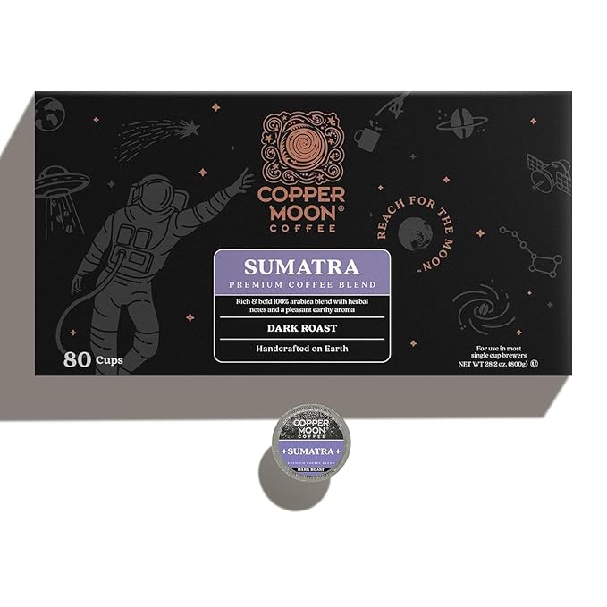 Copper Moon K-Cup Coffee Pods, Dark Roast, Sumatra Blend, 80 Count