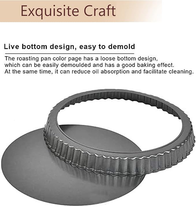 RICHSC-PAN Tart Pan 10 Inch Tart Pan Carbon Steel Round Non-Stick Pan.