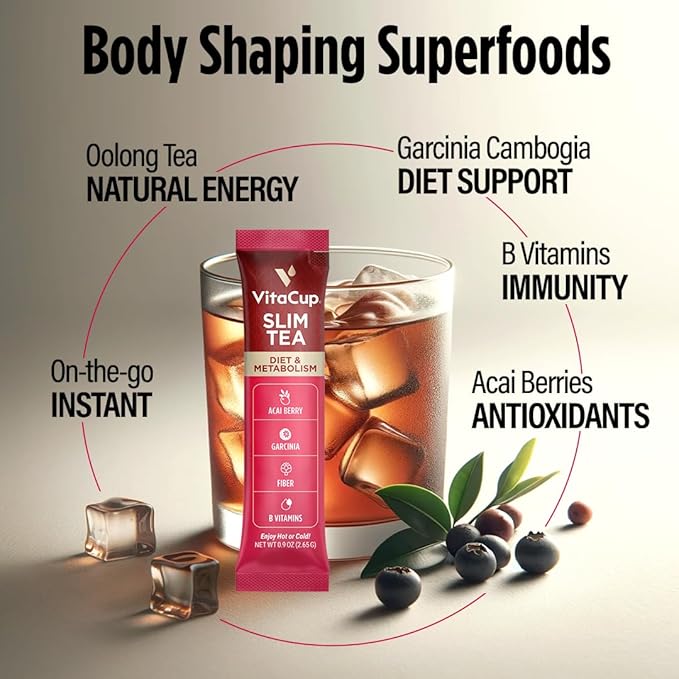 VitaCup Slim Instant Tea Packets For Diet Support, 24ct