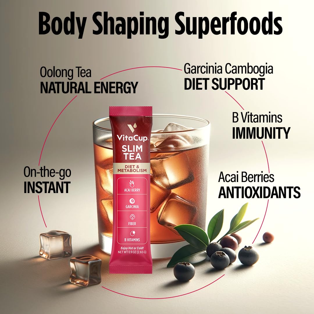 VitaCup Slim Instant Tea Packets For Diet Support, 10ct