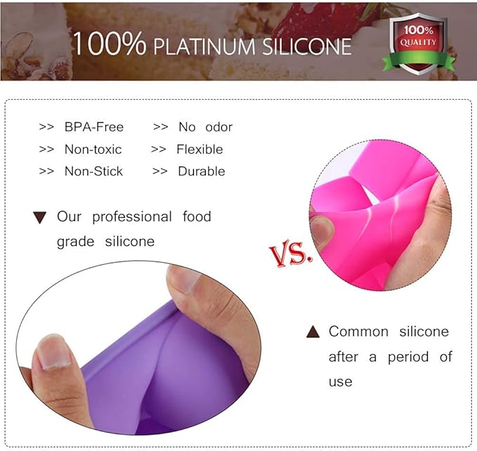 SHEbaking Silicone Jello Molds Non Stick Baking Mold, Fluted Tube Cake Pan Bakeware for Jello, Gelatin, Mousse and Cakes, BPA Free