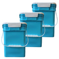 House Naturals 4 Gallon Square Food Grade Bucket Pail with Plastic Handles and Lid (Pack of 3) Made in USA containers (Aqua-White lids)