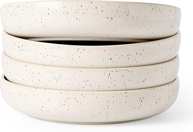 famiware Milkyway 33 oz Pasta Bowls Set of 4, Creamy White