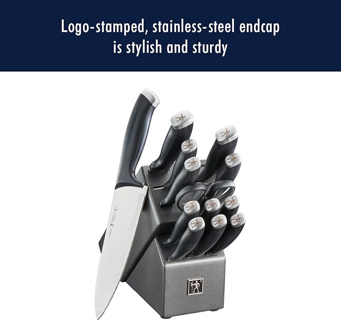 HENCKELS Silvercap 14 Piece Knife Block Set, German-Engineered, Black