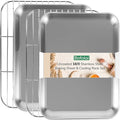 Bofolai 18/0 Stainless Steel Baking Sheet with Cooling Rack, Oven-Safe Non-Toxic Cookie Sheets for Baking, Set of 4, Coating Free & Rust Resistant for Healthy Family Baking, Easy to Clean, Heavy-Duty