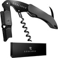 LUSCIOUZ Zero Resistance THE HELIX Elite Corkscrew Silent Wine Bottle Opener Waiters Corkscrew Wine Key (5 Coil_Black)