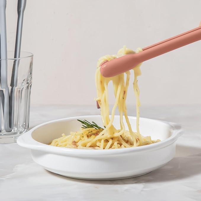 Carrotez Silicone Kitchen Tongs, Non-Scratch Serving Tongs, Coral Pink
