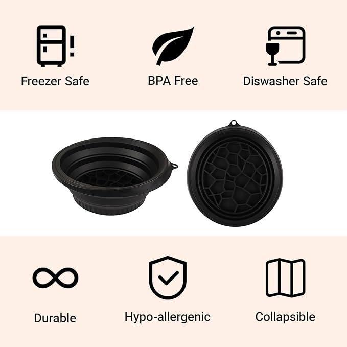 MGUOXA Face Bowl for Ice with Built-In Ice Tray,Ice Bath Collapsible Silicone Bowl,Facial Plunge Bowl, for Face Cooling Portable Spa Tool for Home & Travel （Black）