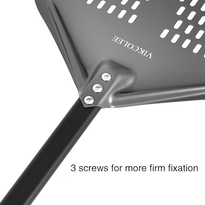 VIKCOLEE Perforated Pizza Peel, 14 x 16 Inch Rectangular Pizza Turning Peel, Professional Anodized Aluminum Turning Pizza Spatula, 34 inch overall
