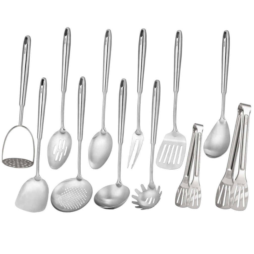 6 PCS All Metal Cooking Utensils Set - 18/10 Stainless Steel Kitchen Tools
