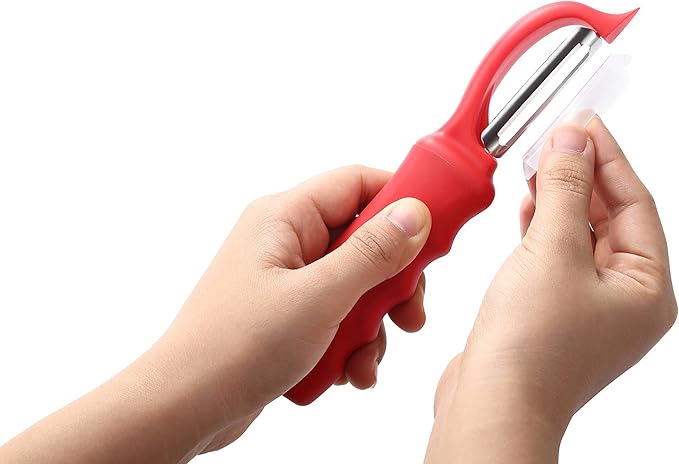 Spring Chef Swivel Vegetable Peeler with Ergonomic Handle, Set of 2, Red