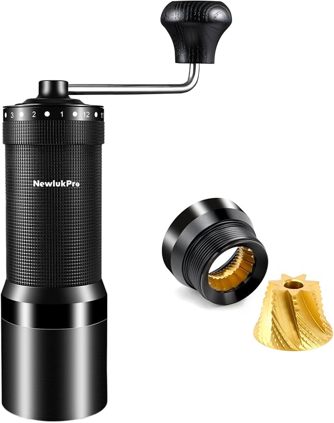 NewlukPro M7 Pro Manual Coffee Grinder,Titanium Conical Burr,35g Capacity