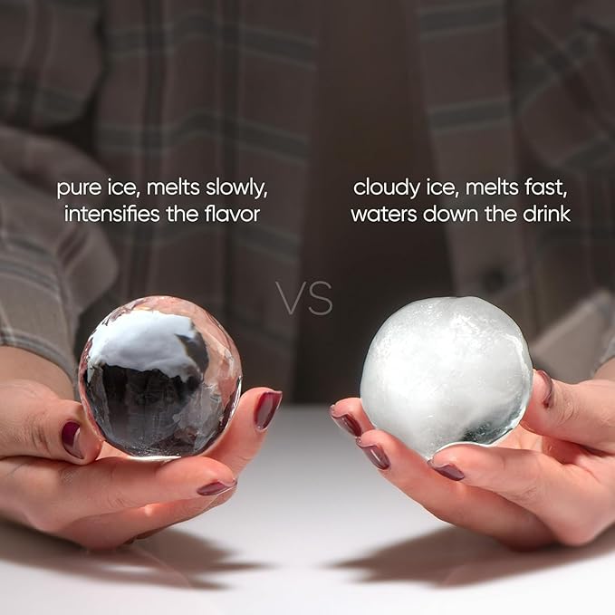 LEMONSODA Premium Clear Ice Ball Maker, 2 Large 2.5 Inch Sphere Ice Mold