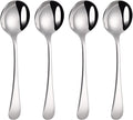 Mafier 7" Elegant Soup Spoons Silverware Set,18/10 Stainless Steel,Dishwasher Safe(Set of 4,Silver)