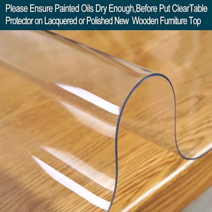 18x96 inch Clear Table Protector Long Trainning Table Protection Cover Mat Rectanglar Plastic Table Cloths Clear Carpet Protector Kitchen Countertop Screen Protective Easy Clean Wipeable PVC Vinyl
